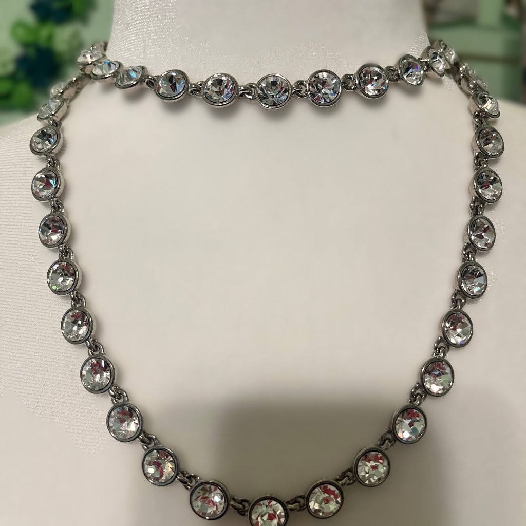 Givenchy Brilliant Silver Tone Chain Link Crystal Necklace By Givenchy